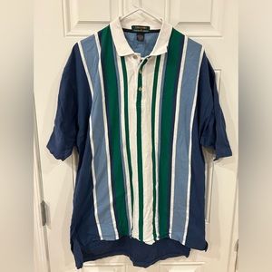 Colours by Alexander Julian Short Sleeve Polo Vintage Blue Striped - Large